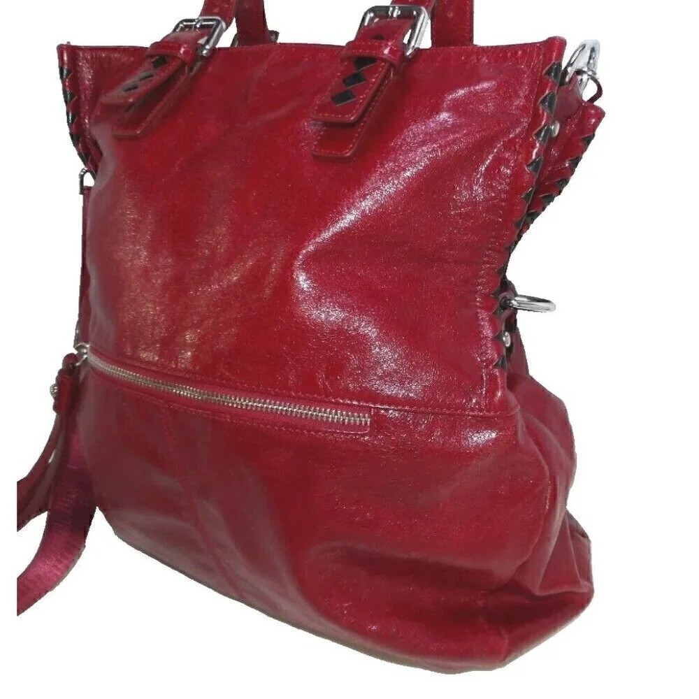 VICENZO red leather tote, shoulder bag, handbag, purse